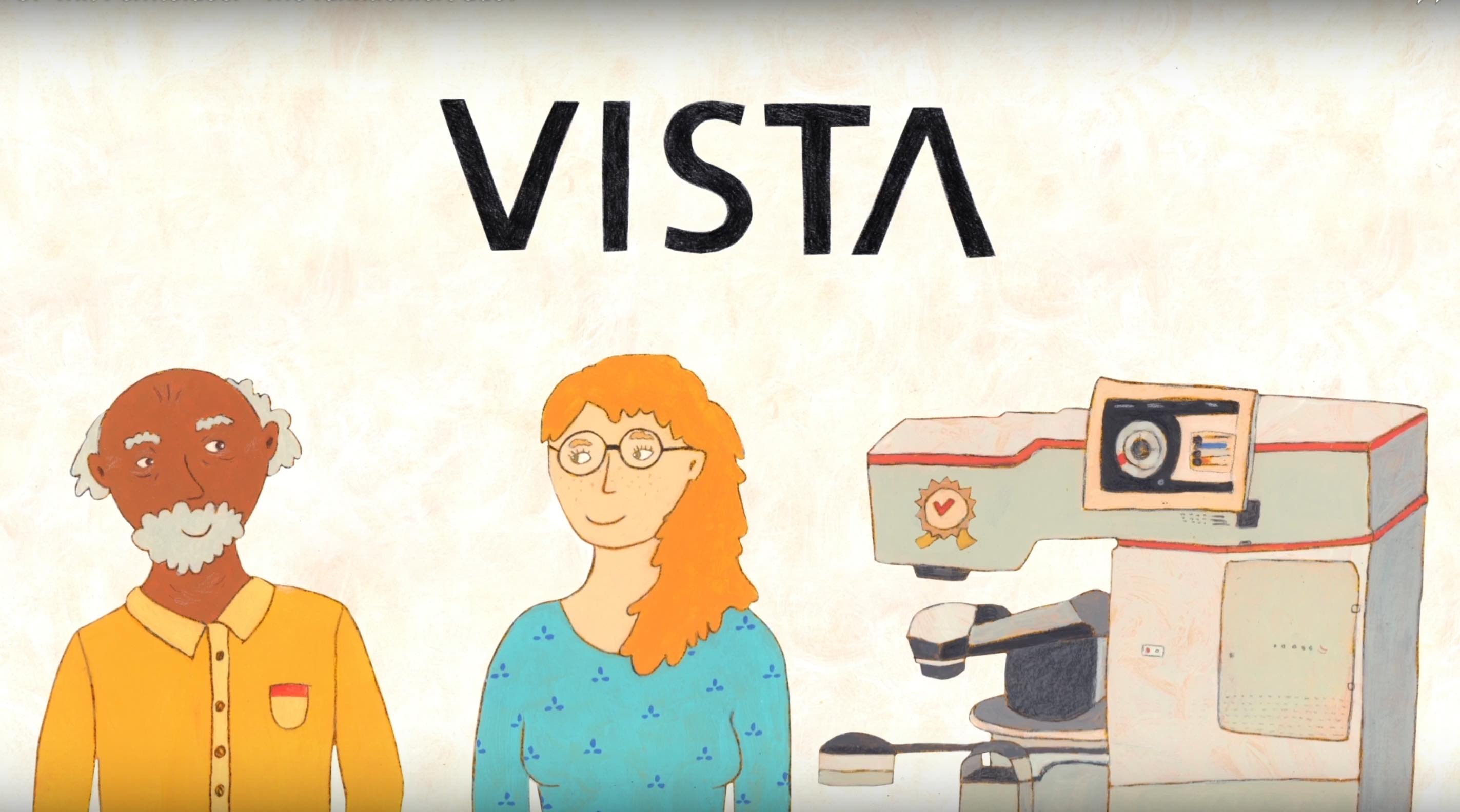 Ilustration von Mann und Frau mit Lasergerät